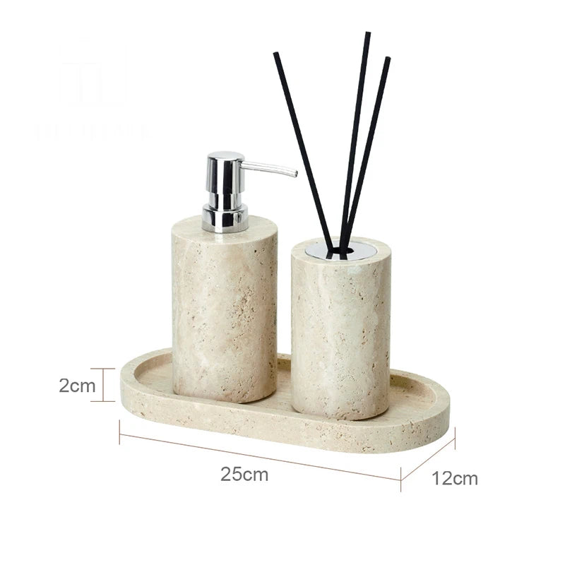 Beige Travertine Bathroom Natural Marble Soap Dispenser Soap