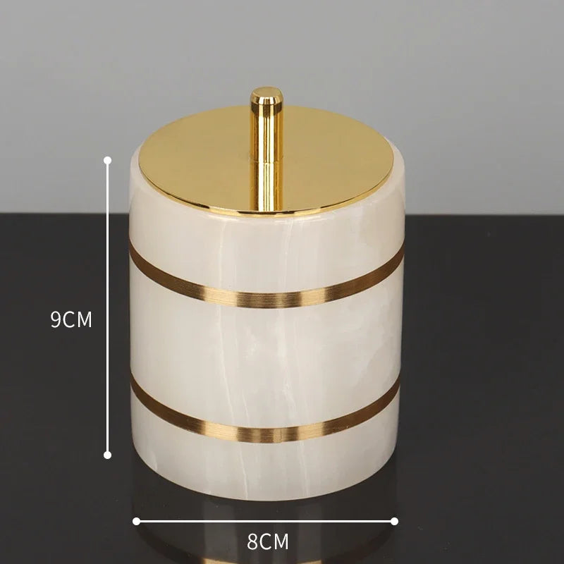 Natural Marble Bathroom Luxury Golden Soap Dispenser Toothbrush