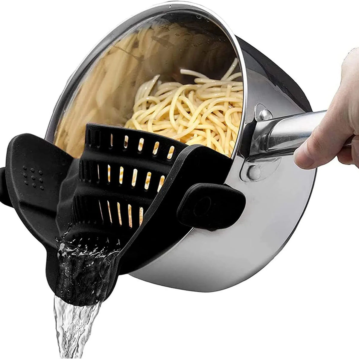 1pc Adjustable Silicone Clip-On Strainer Pots Pans Bowls