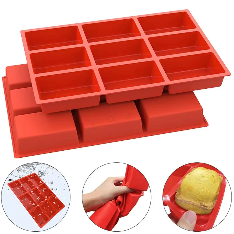 Big 9-Cavity Silicone Mini Loaf Pan -Nonstick Easy