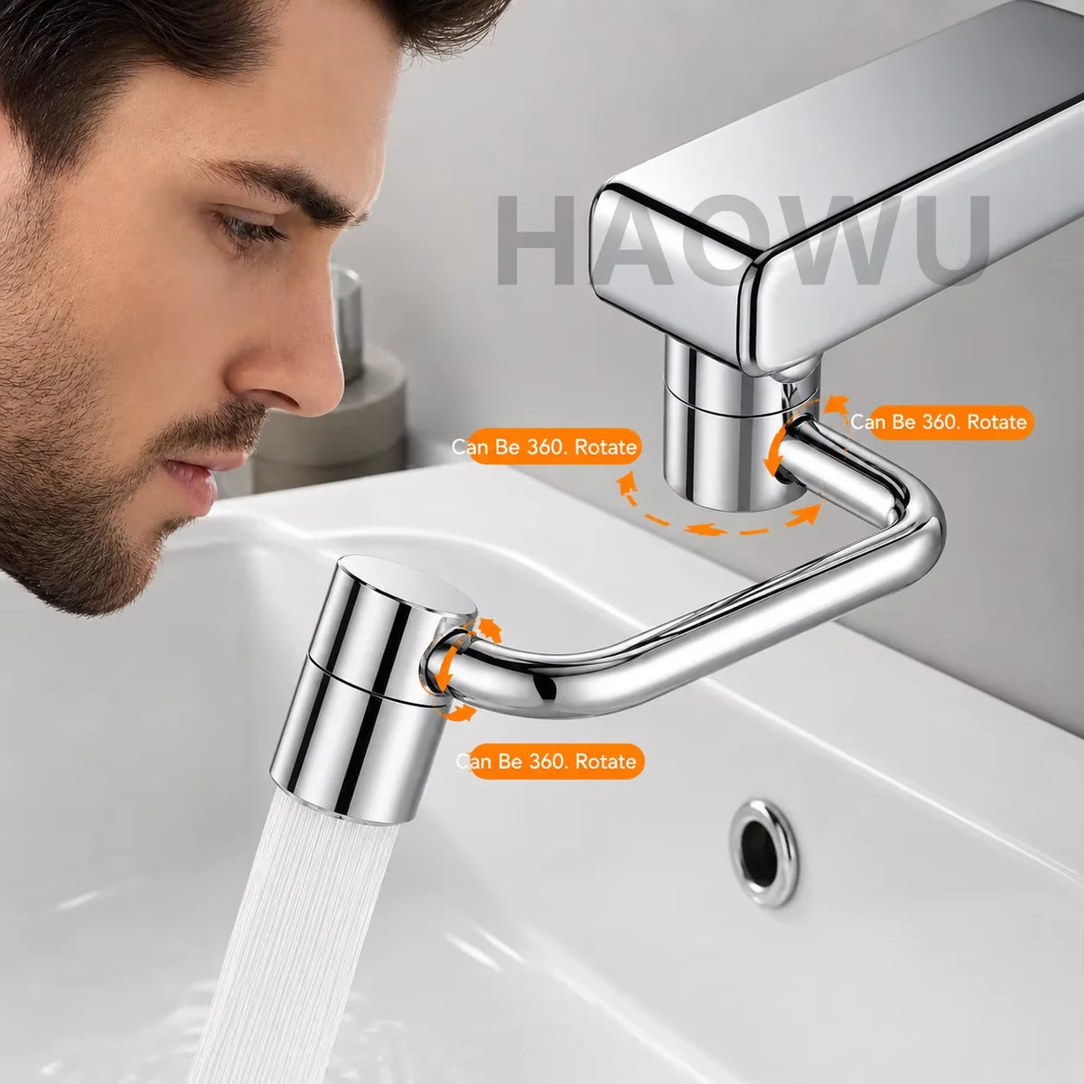 2/1pcs 1080 Degree Swivel Stainless Steel Faucet Extender