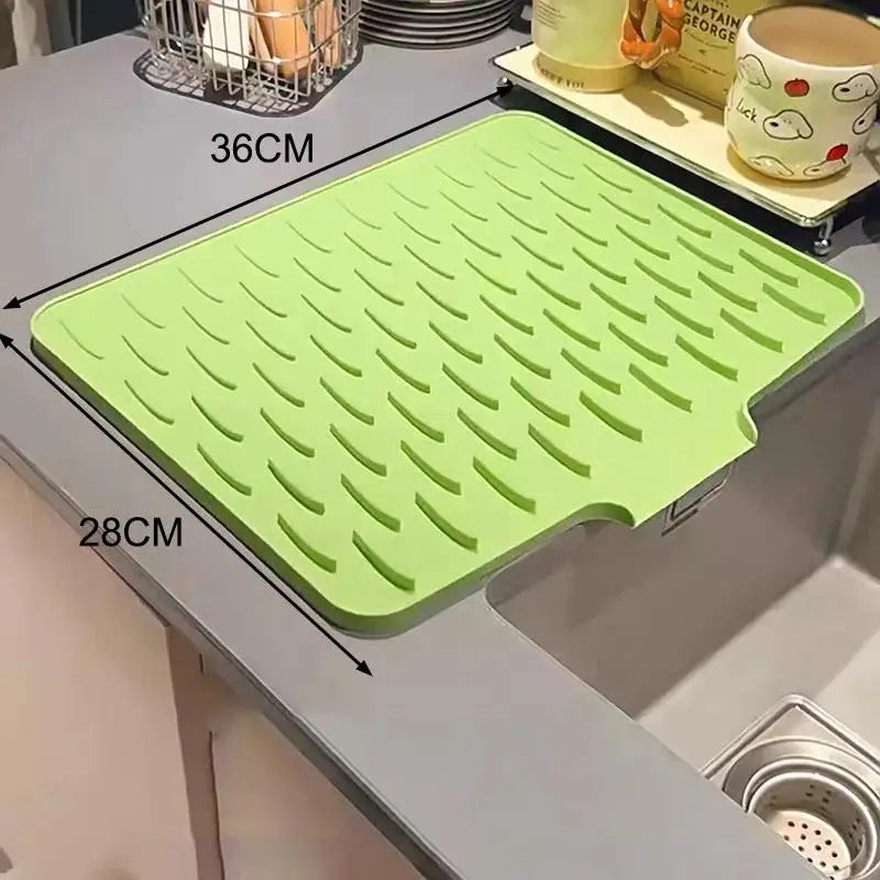 Silicone Dish Drying Mat Durable Tilted Water Drain