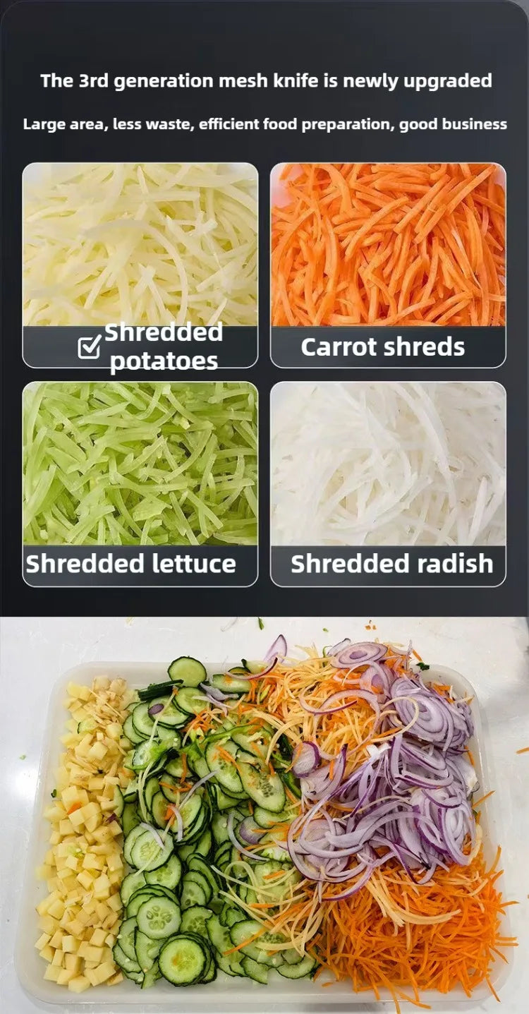 In Dual-Feed Electric Food Chopper Automatic Potato Dicer