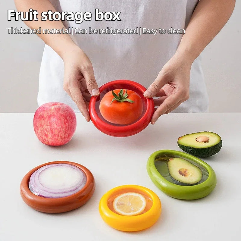 1pc/4pc Silicone Fruit Vegetable Fresh-Keeping Box Food Storage