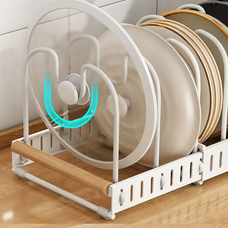 Expandable Pots Pans Organizer Rack Adjustable Rustproof Cookware