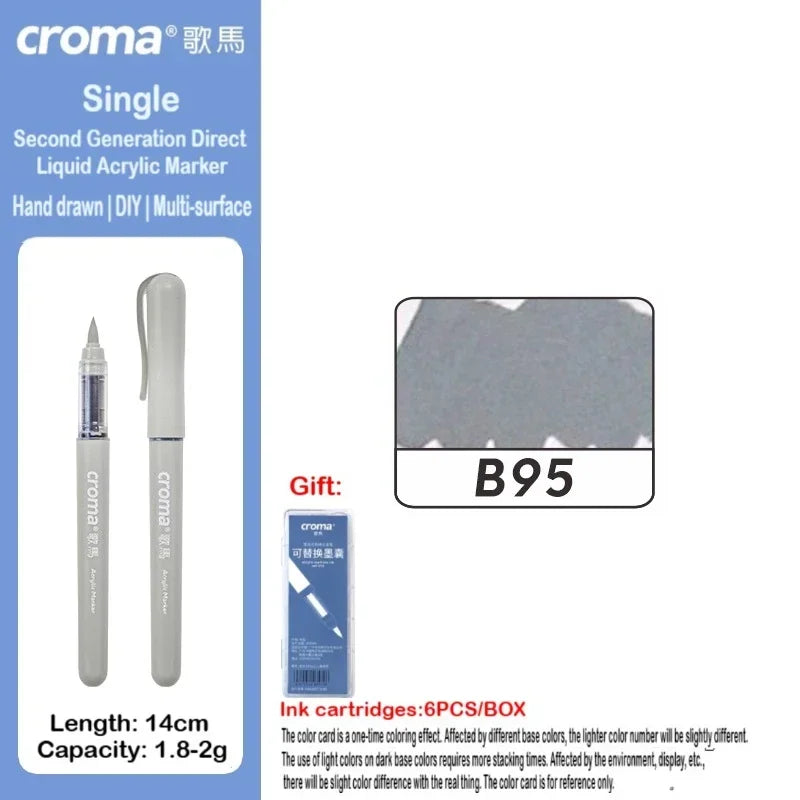 Croma 160/1 Colors Refillable Direct Liquid Acrylic Marker