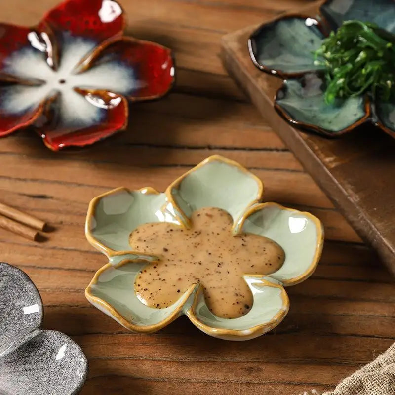 1pcs Ceramic Craft Dish Flower Shaped Small Dish