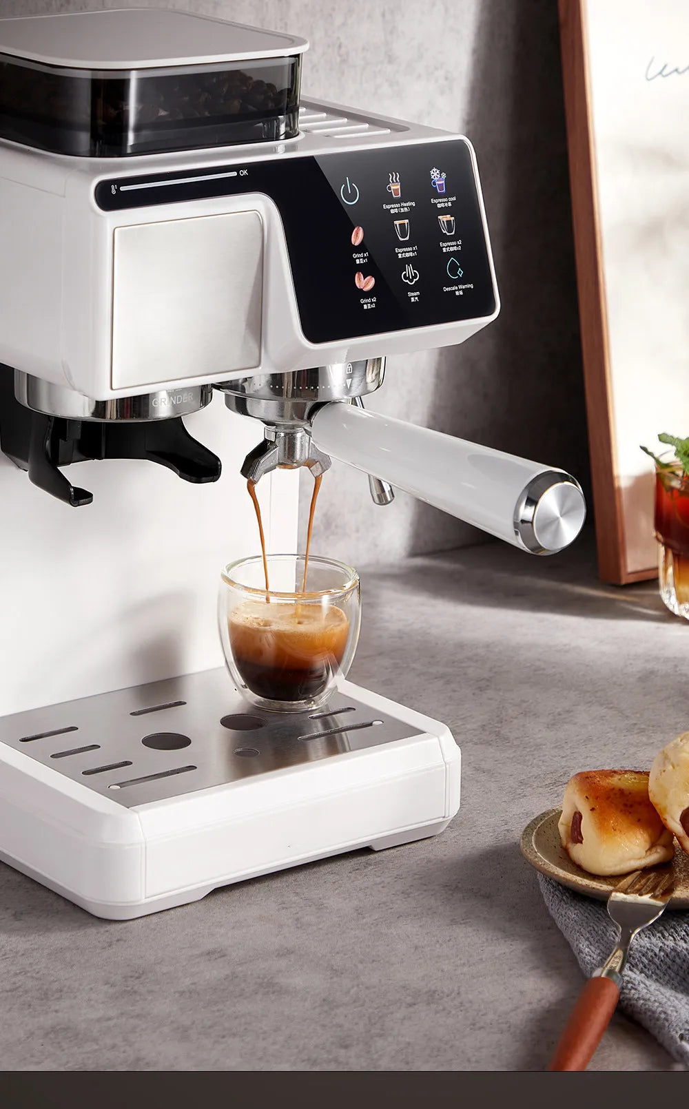 2-In-1 Cold & Coffee Maker Built-In Grinder &