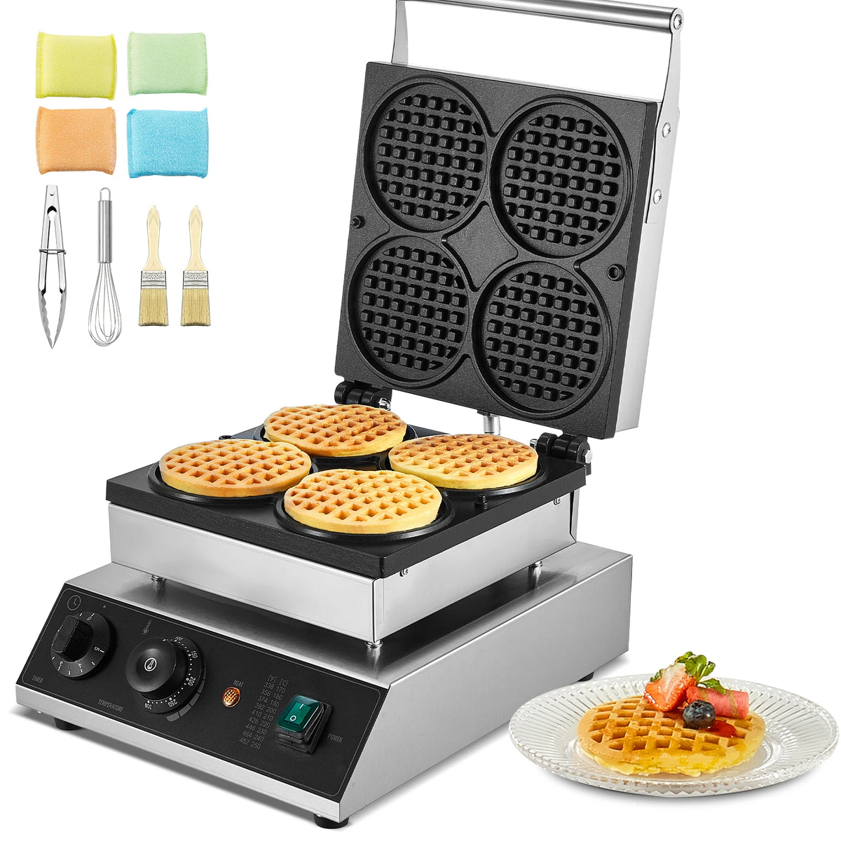 Succebuy Commercial Waffle Maker Round Waffle Baker Machine