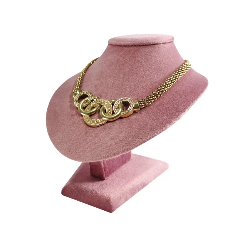 Pink Velvet Necklace Jewelry Portrait Neck Display Stand