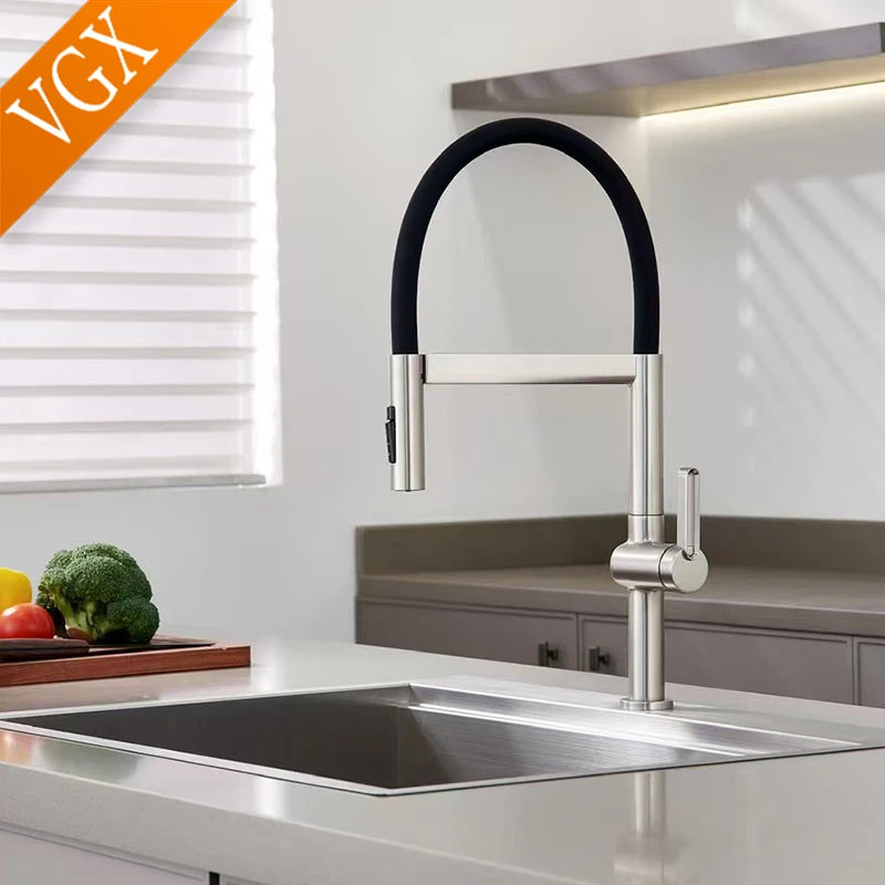 Vgx Brushed Faucet Sink Faucets Rubber Pull Down