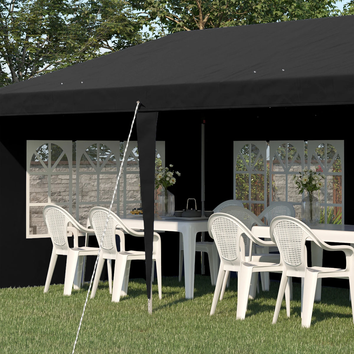 Outsunny 6m Garden Pop Up Gazebo Height Adjustable