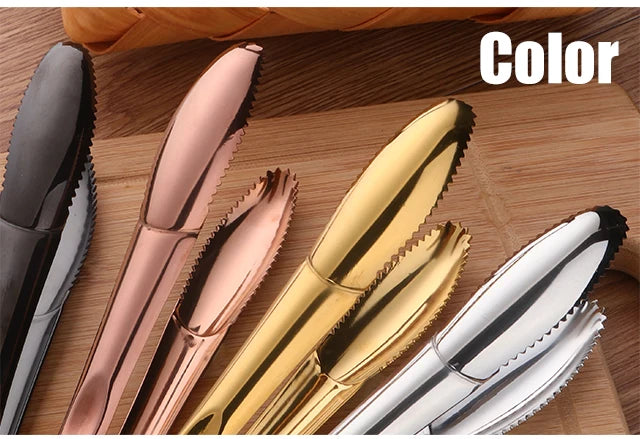 1/2pcs Ice Tongs Stainless Steel Gold Bbq Tong