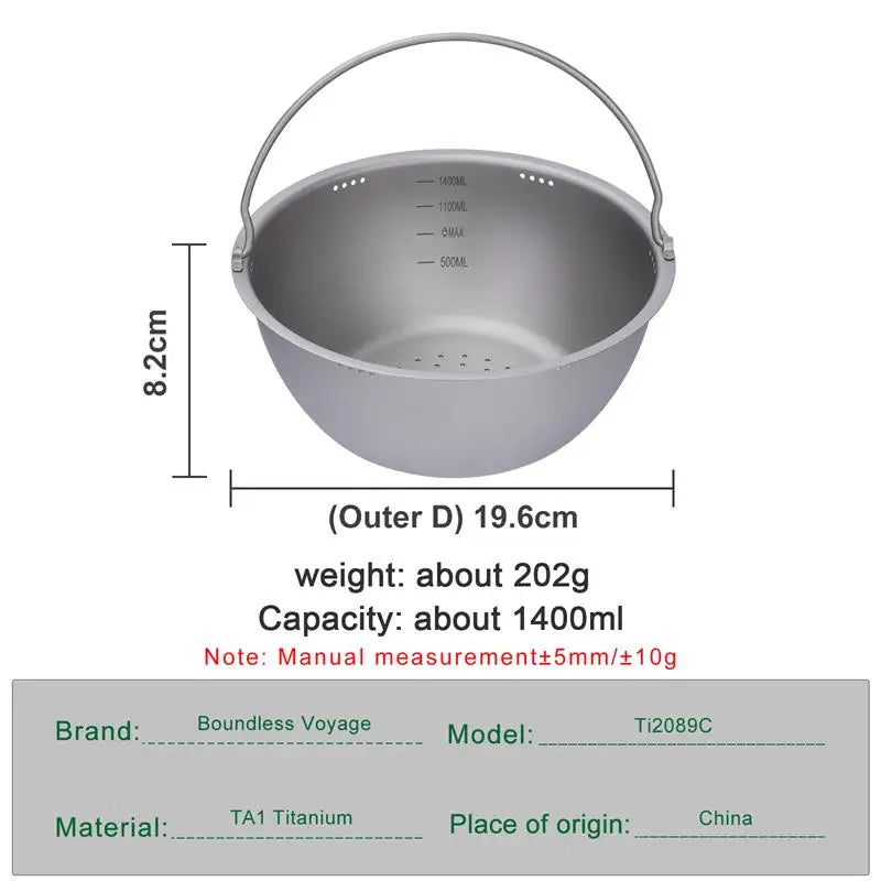 Boundless Voyage Camping Rice Cooker Titanium Pot Cooker