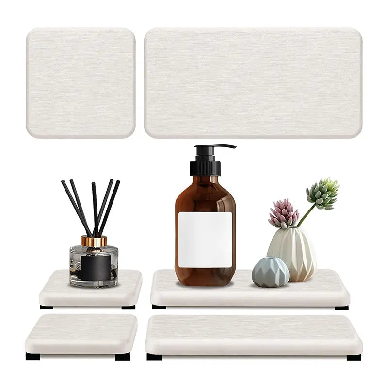 4pcs Water Absorbing Bathroom Sink Vanity Trays Diatomite