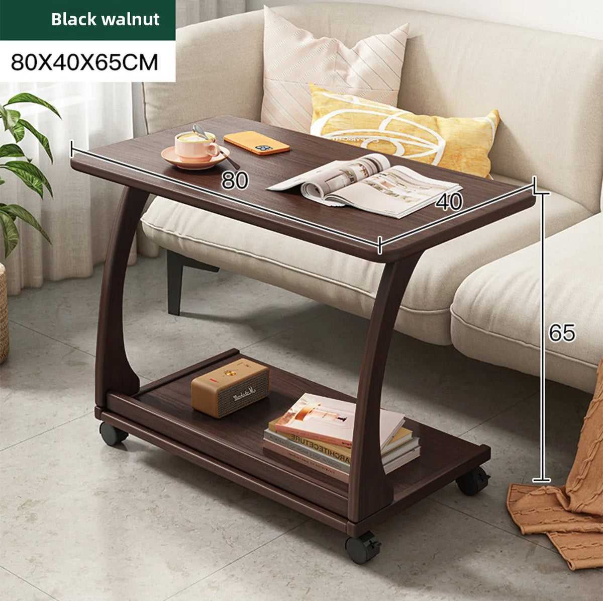 Mobile Solid Wood Coffee Table Living Room Storage