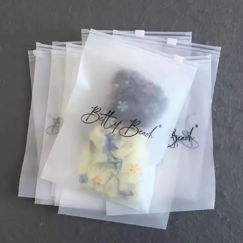 Customized Logo Clothing Packaging Bag Frosted Zipper Bag