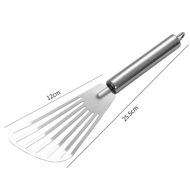 1pc Stainless Steel Slotted Fish Turner Spatula Flexible