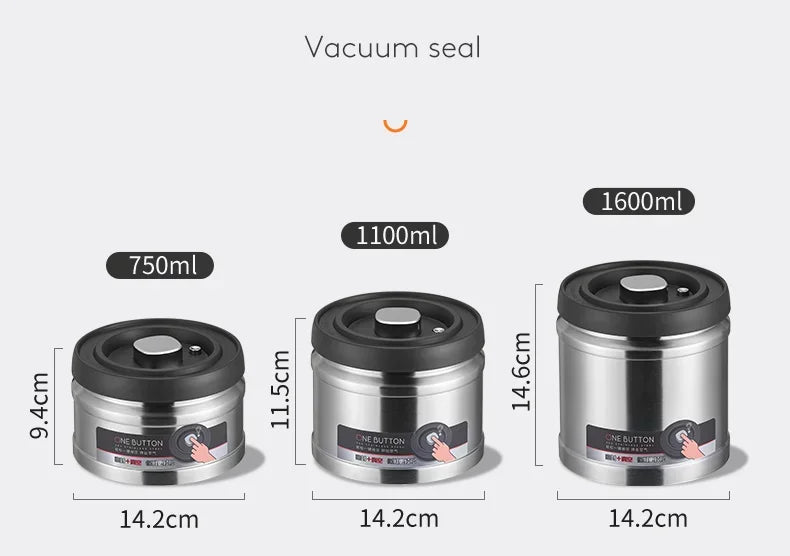 Vacuum Sealed Jug Coffee Beans Stainless Steel Airtight