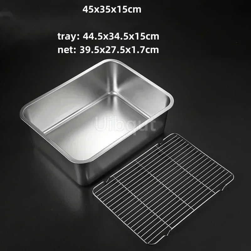 Thicken Stainless Steel Serving Tray Lid Rectangle Metal