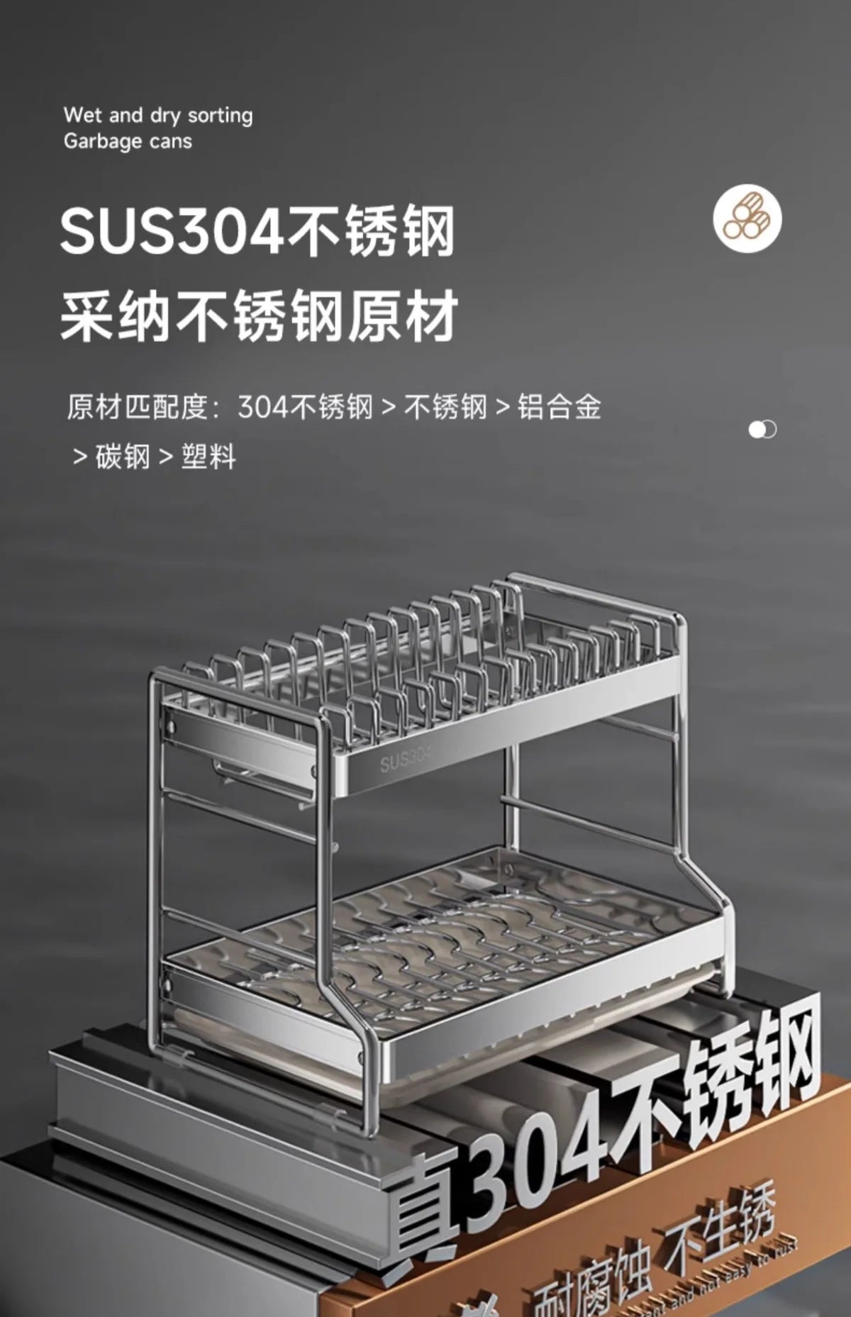 Bowl Dish Storage Rack Drain Rack 304 Stainless