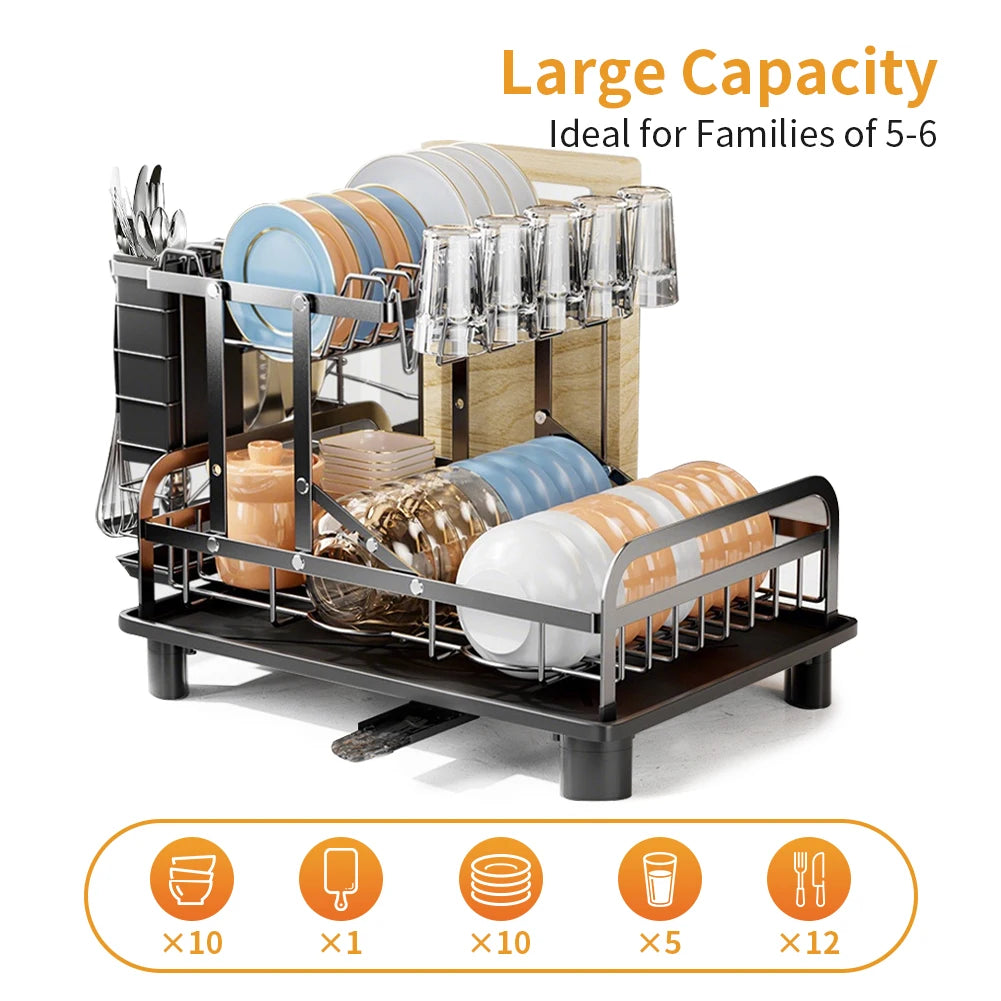 Tier Dish Drainer Rack - Dish Rack Utensil