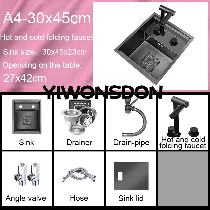 Nano Hidden Bar Sink Black Folding Faucet Silvery