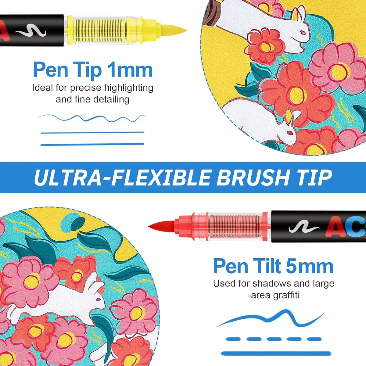 Guangna Acrylic Paint Markers Brush Tip Direct-Liquid Ink