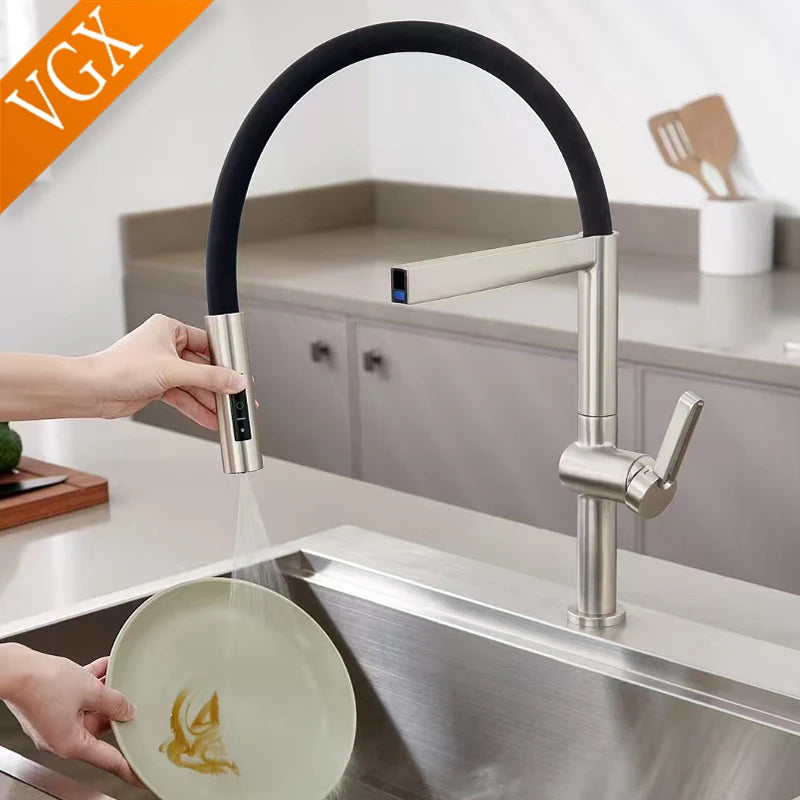 Vgx Brushed Faucet Sink Faucets Rubber Pull Down