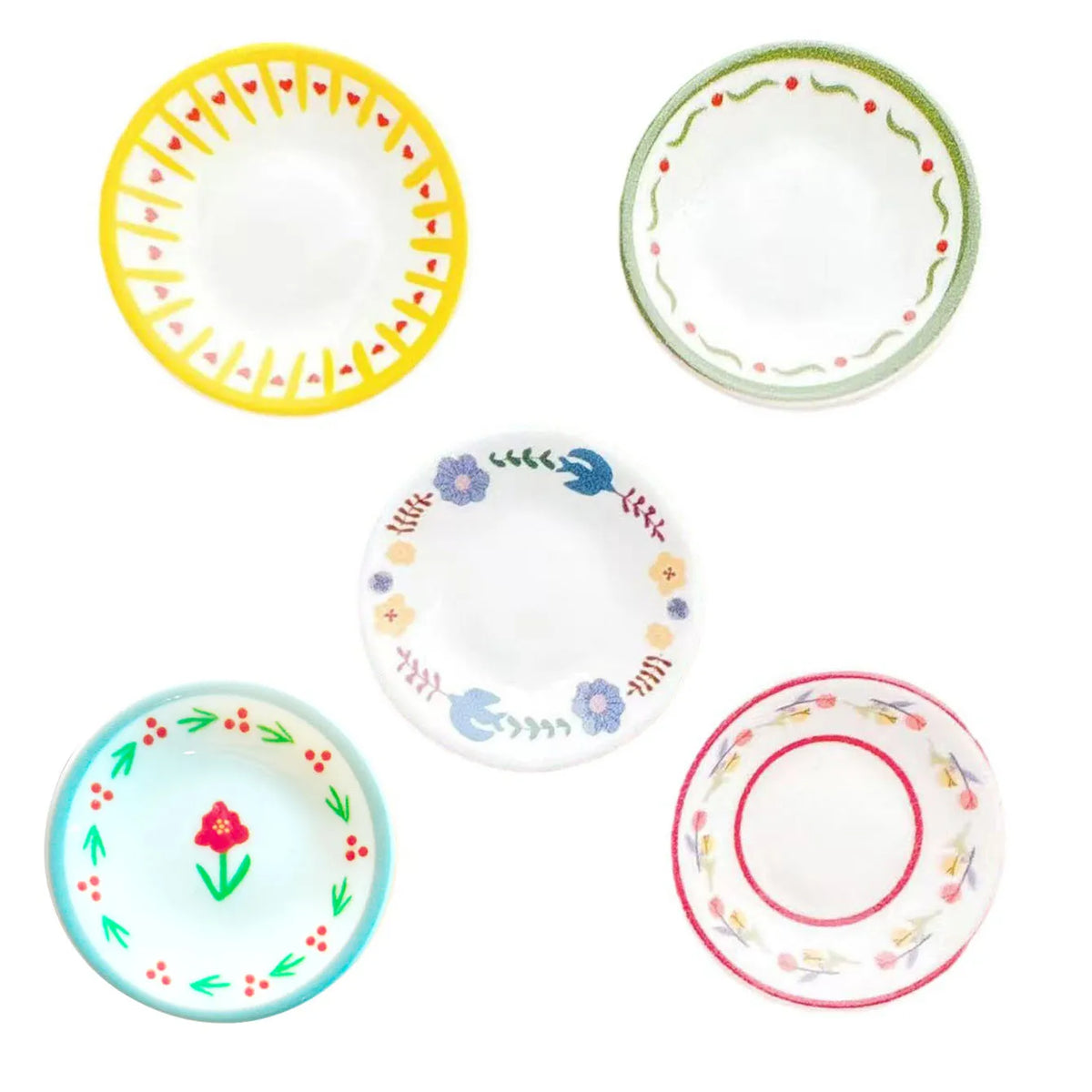 5pcs Dollhouse Miniature Plates Cute Pastoral Style Mini