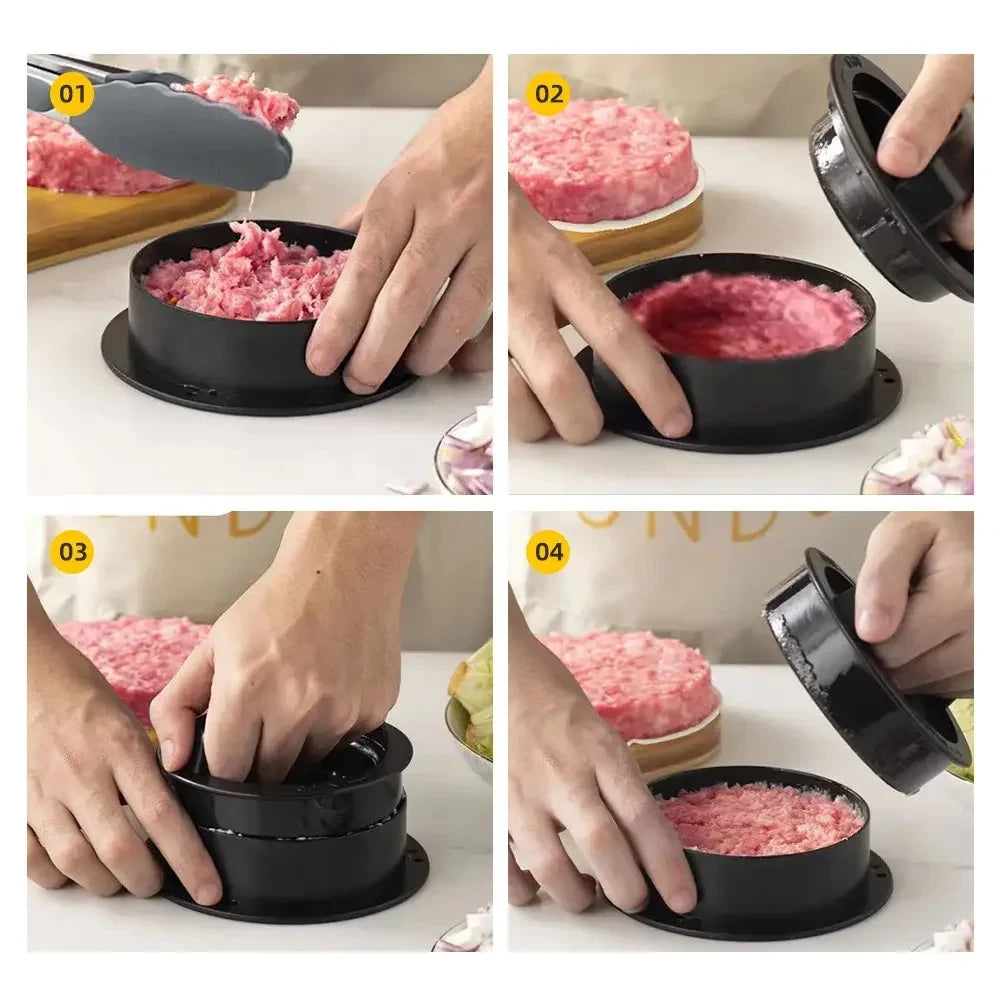 3in1 Round Hamburger Burger Press Beef Grill Food-Grade