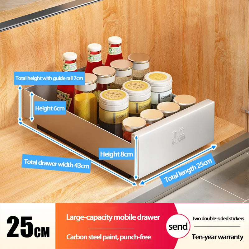 Under-Sink Cabinet Drawer Slide Pull-Out Draining Shelf