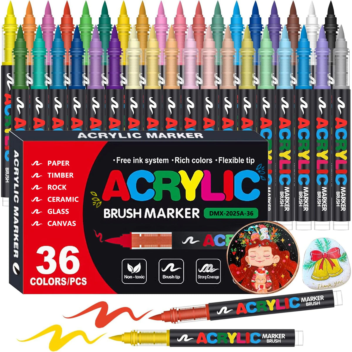 12-366 Colors Acrylic Painting Marker Waterproof Acrylic Brush