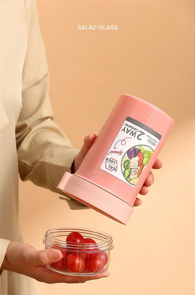 Bento Lunch Box Salad Oatmeal Breakfast Double Cup