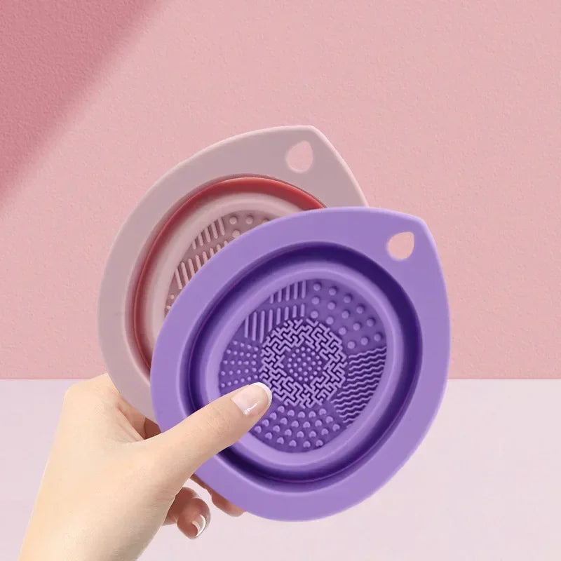 Silicone Makeup Brush Cleaner Folding Powder Puff Cleaning