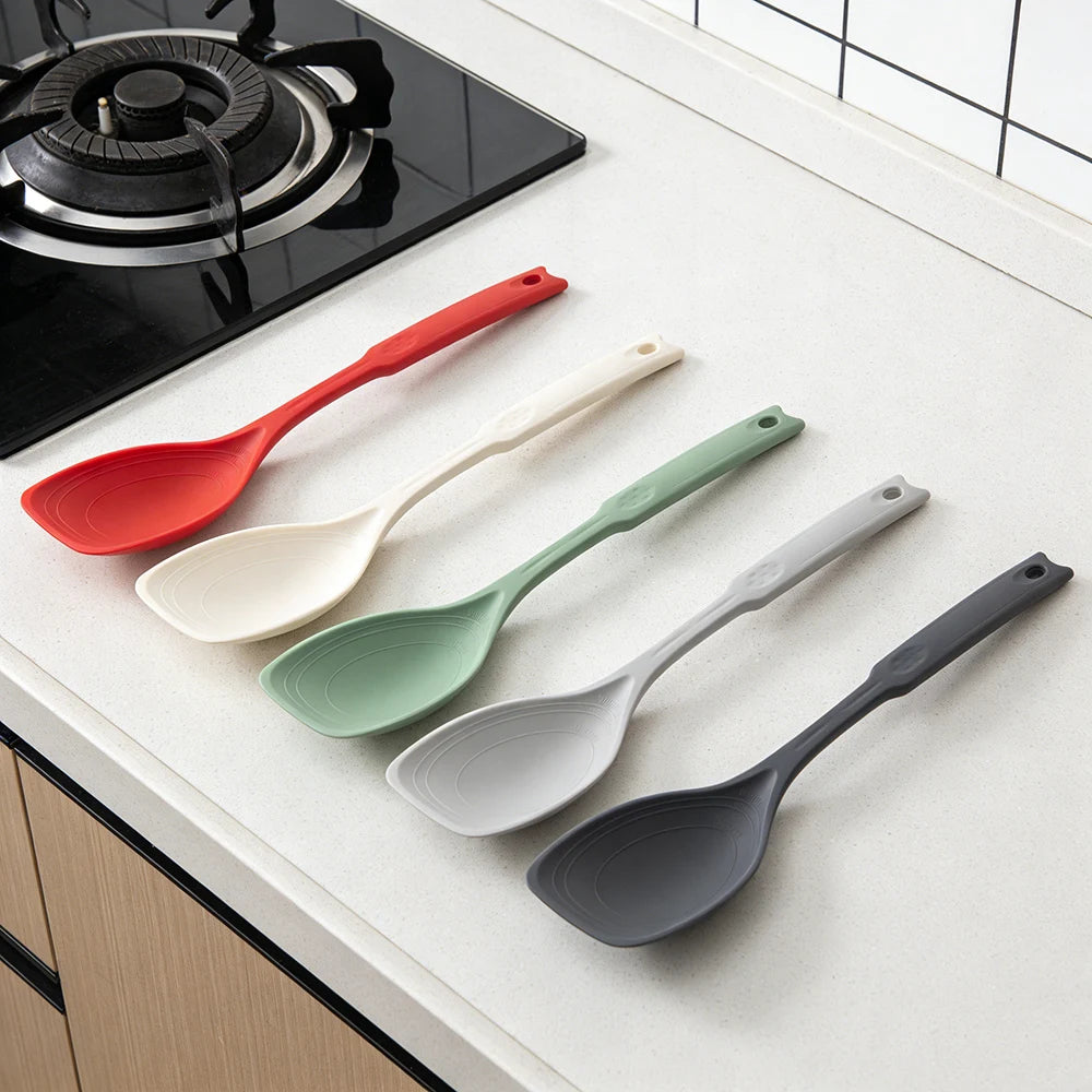 2pcs Silicone Spoon Multi-Use Hold Comfortable Non-Slip Round