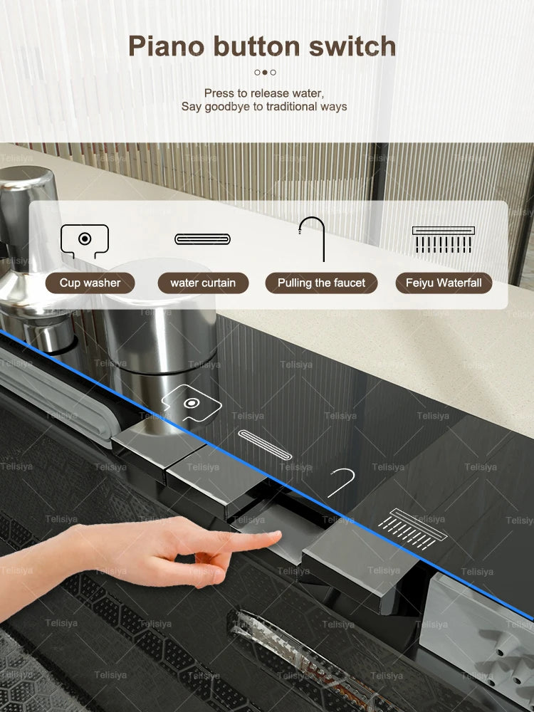 Extra Large Stainless Steel Waterfall Sink Embossed Solt