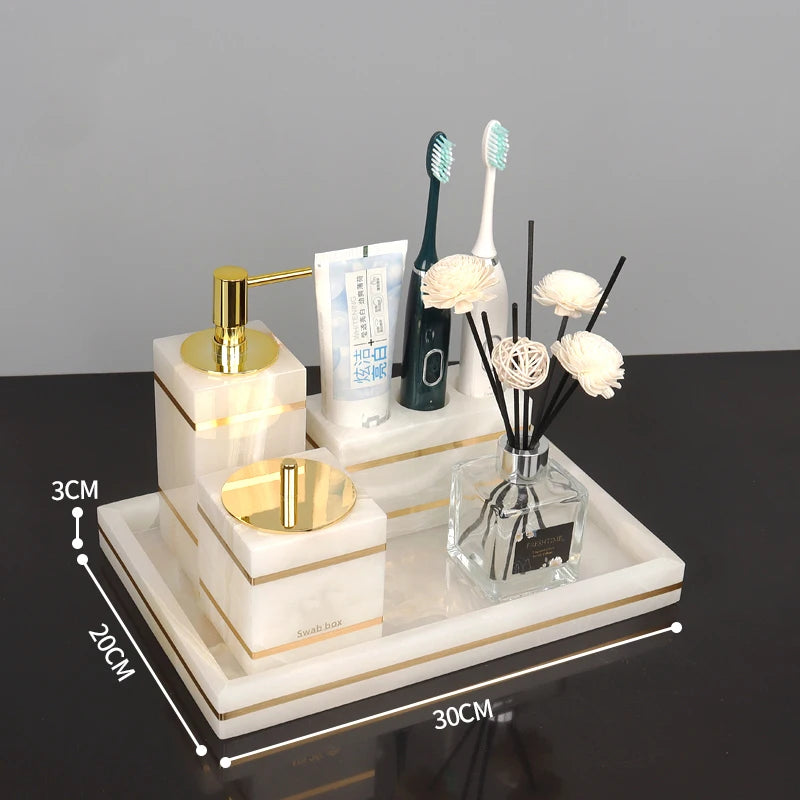 White Onyx Natural Marble Bathroom Gold Luxury Soap