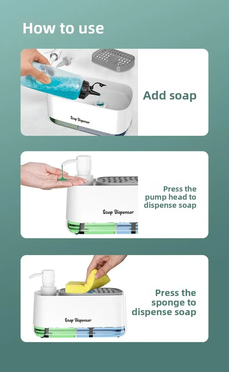 Space Saving Dual Pump Soap Dispenser In1 Organizer