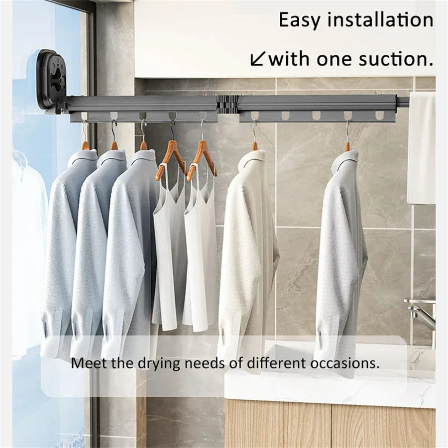 Retractable Drying Rack Suction Cup No Punching Aluminum