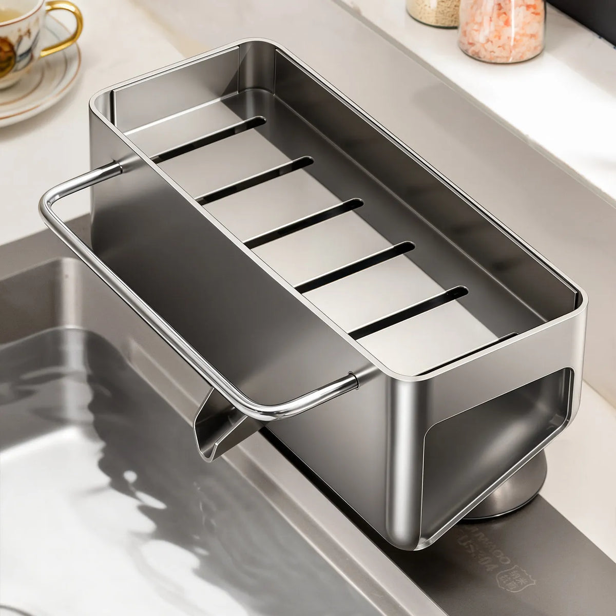 No Drill Suction Cup Sink Caddy Towel Bar