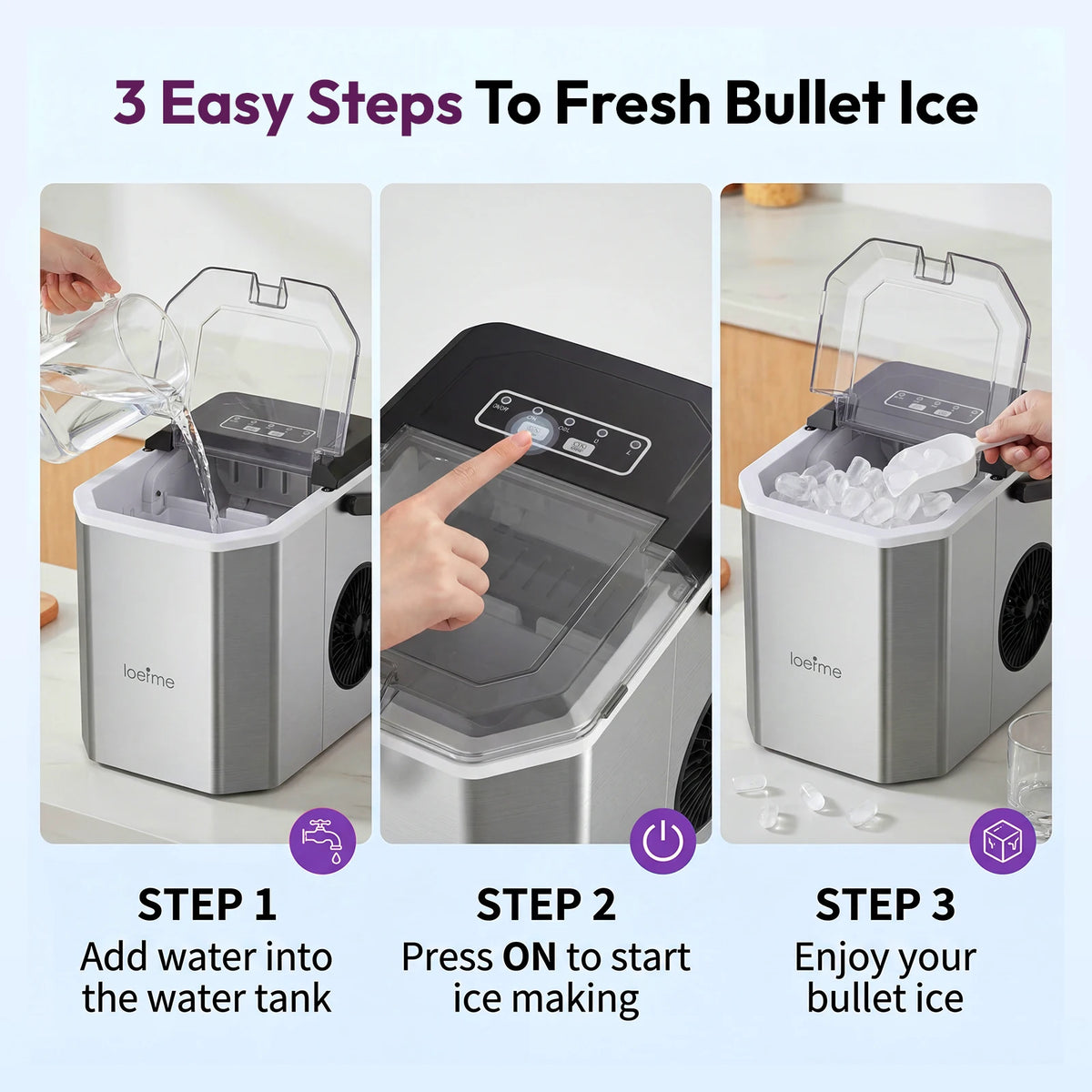Loefme 12kg/24h Electric Ice Maker Desktop Fully Automatic