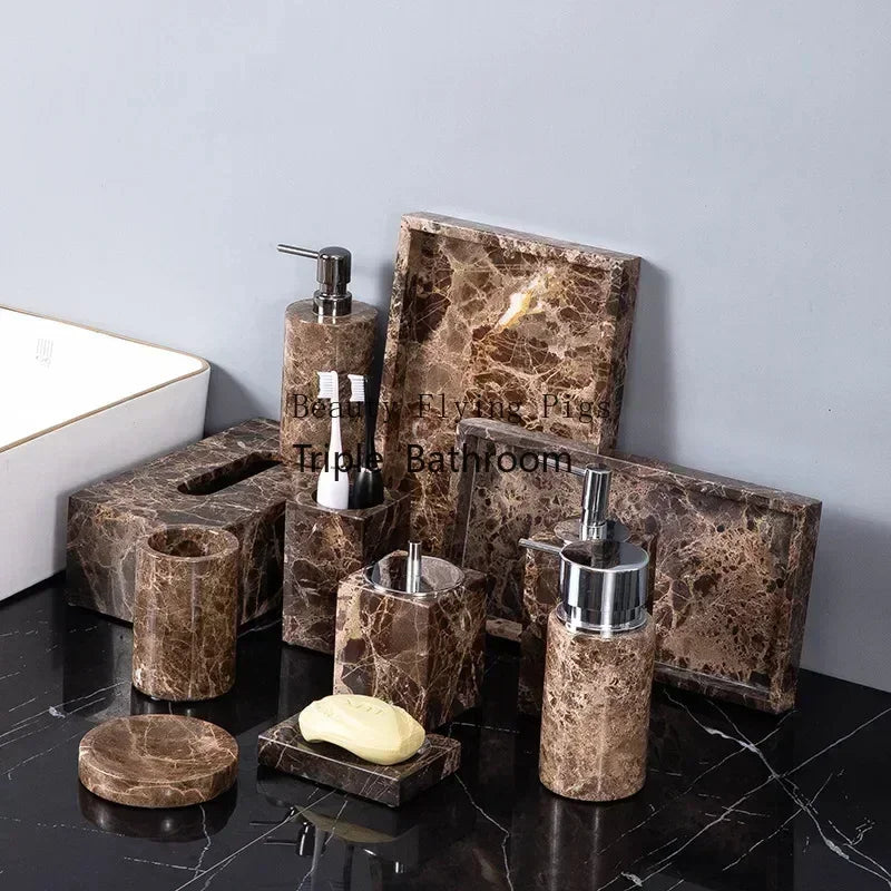 Emperador Dark Natural Marble Bathroom Brown Luxury Toothbrush