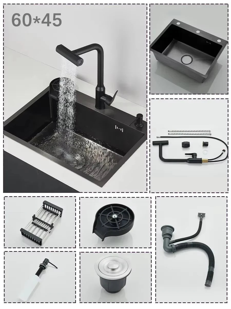 Stainless Steel Sink Large Integrated Faucet Sink Dish