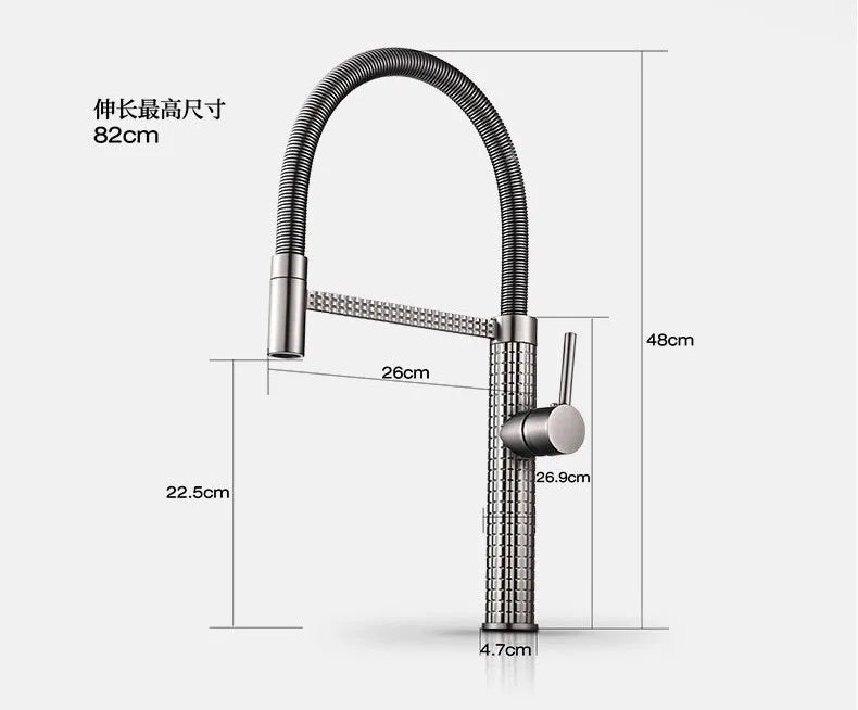 Black Spring Faucet Pull Down Handheld Shower Carved
