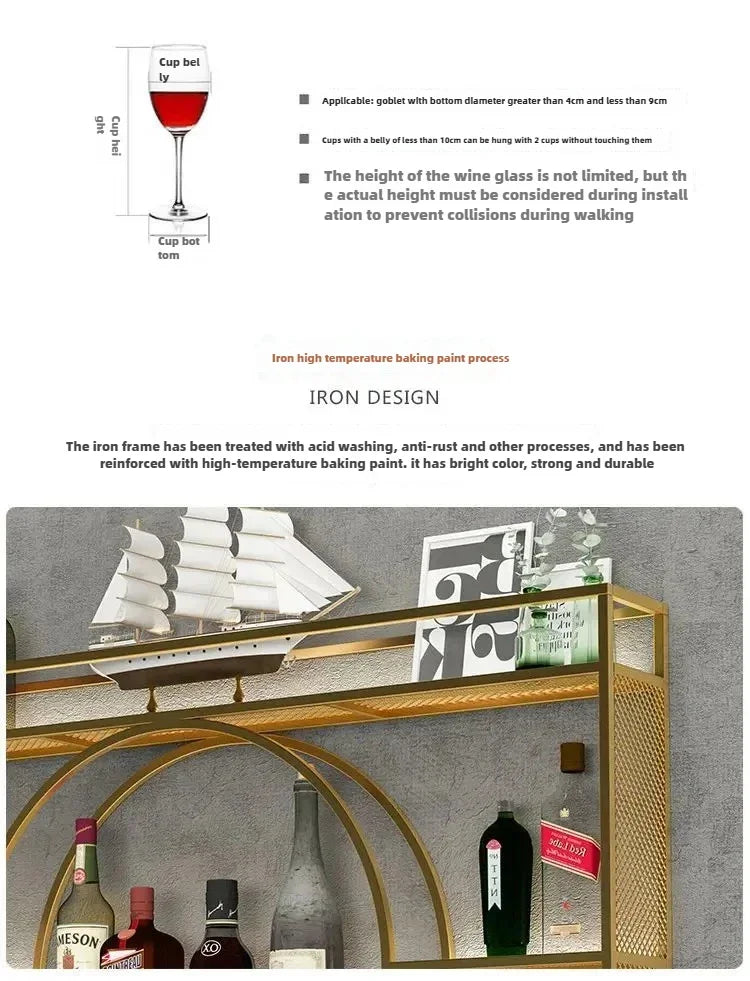 Modern Wall Mount Wine Rack Holder Glass Storage
