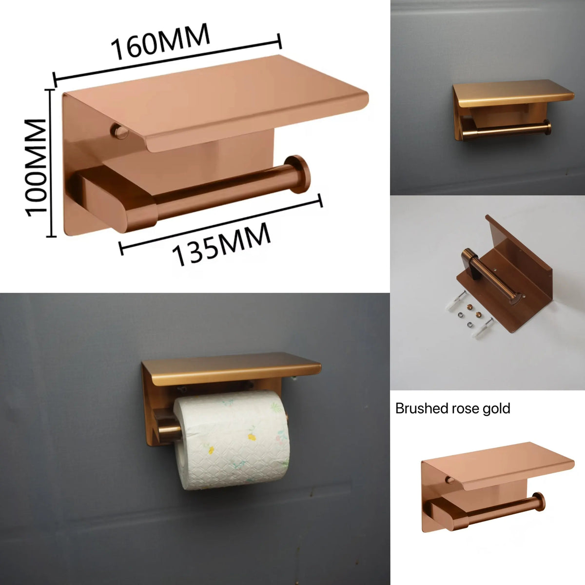 Brushed Rose Gold Stainless Steel Wall-Mounted Bathroom -Towel