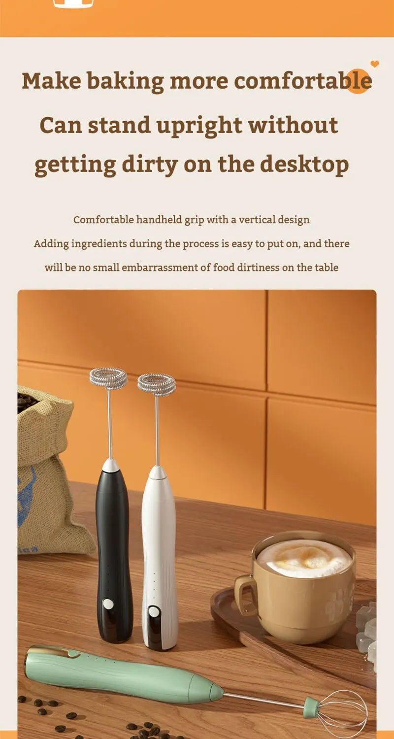 Mini Electric Milk Foamer Blender Wireless Coffee Whisk