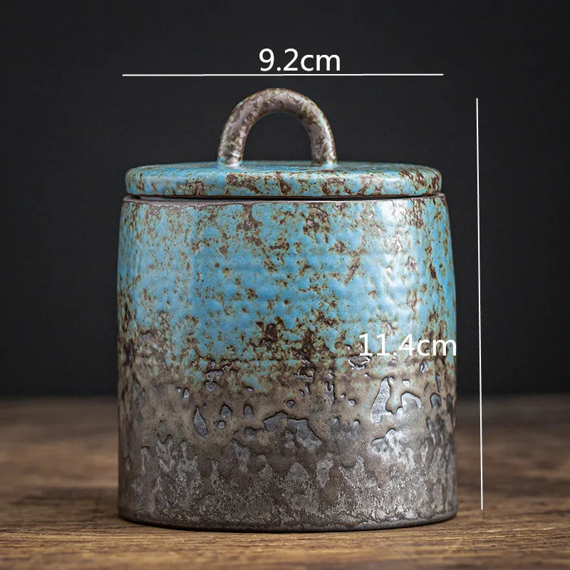 Blue Ceramic Tea Cans Candy Nuts Coffee Beans