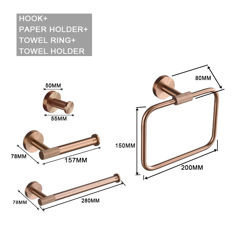 Brushed Rose Gold Toilet Brush Holder Toilet Paper